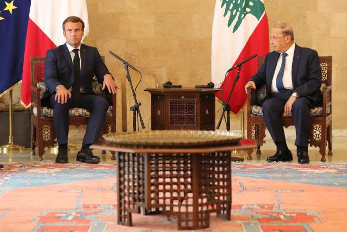Le président français Emmanuel Macron et son homologue libanais Michel Aoun le 6 août à Beyrouth.